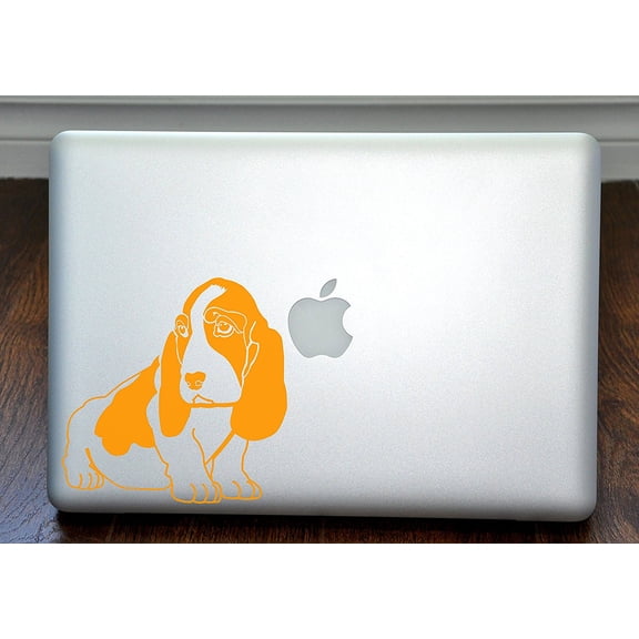 Basset Hound Orange Decal for 13" Macbook