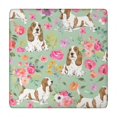 thumbnail image 1 of Basset Hound and Pioneer Flower Square Fitted Tablecloth with Elastic Edge,Square Table Cover,Washable Elastic Table Cover for Home Kitchen Party Decor 34"x34", 1 of 6