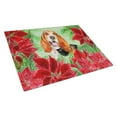 thumbnail image 1 of Basset Hound Poinsettas Glass Cutting Board, Large, 1 of 1