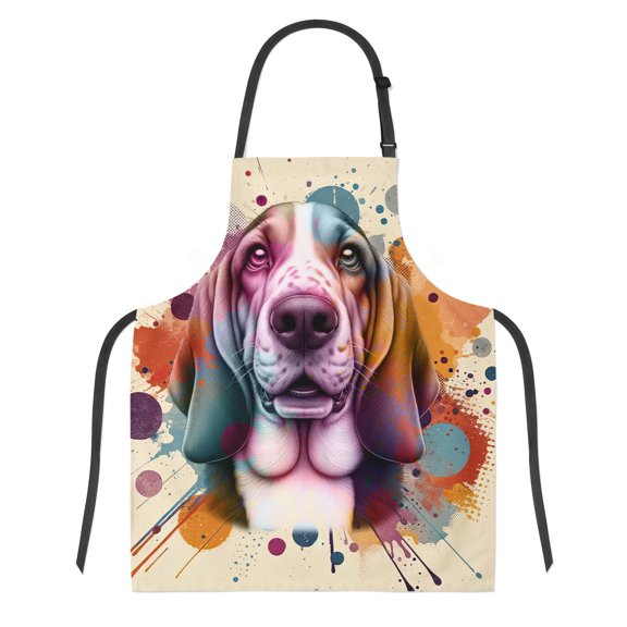 Basset Hound Portrait Watercolor Vintage Retro Styles Apron Bassets Dog Breed Lovers Gifts Idea for Cooking Grilling Baking Painting Gardening - 00001