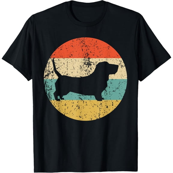 t-shirt Basset Hound Shirt - Vintage Retro Basset Hound Dog T-Shirt mens，black，women，funny，journey，Crew Neck, Short Sleeve,printing