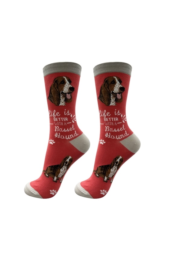 Basset Hound Socks - Life is Better Socks for Pet Lovers - Cute Unisex Socks - One Size Fits Most