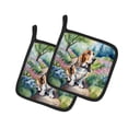 thumbnail image 1 of Basset Hound Spring Garden Pair of Pot Holders, 1 of 5