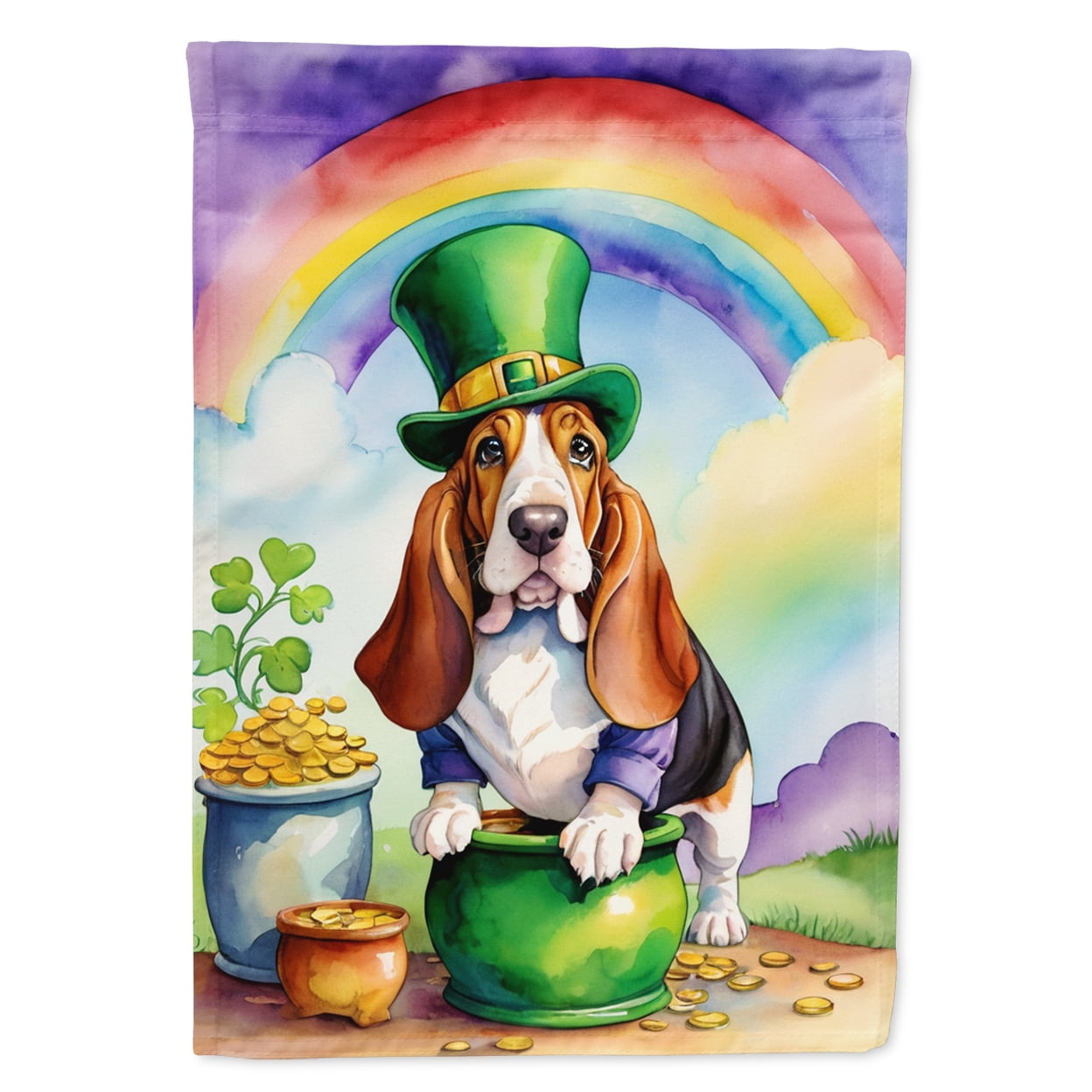 Basset Hound St Patrick's Day Garden Flag 11.25 in x 15.5 in