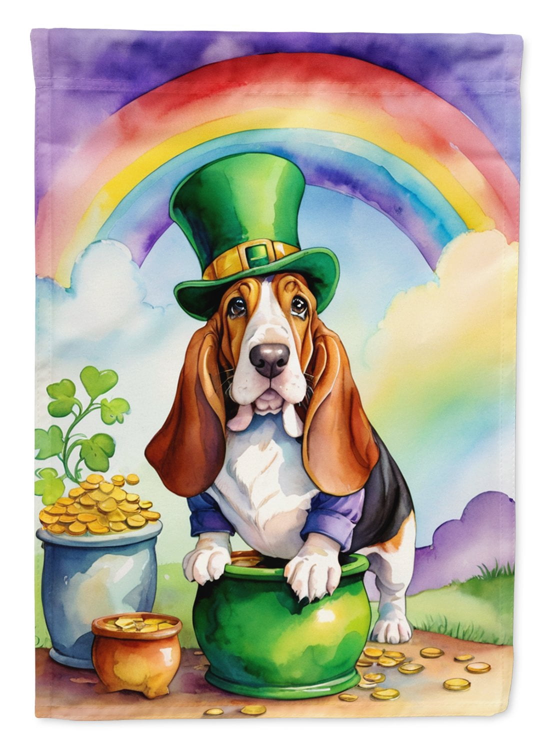 Basset Hound St Patrick's Day House Flag 28 in x 40 in
