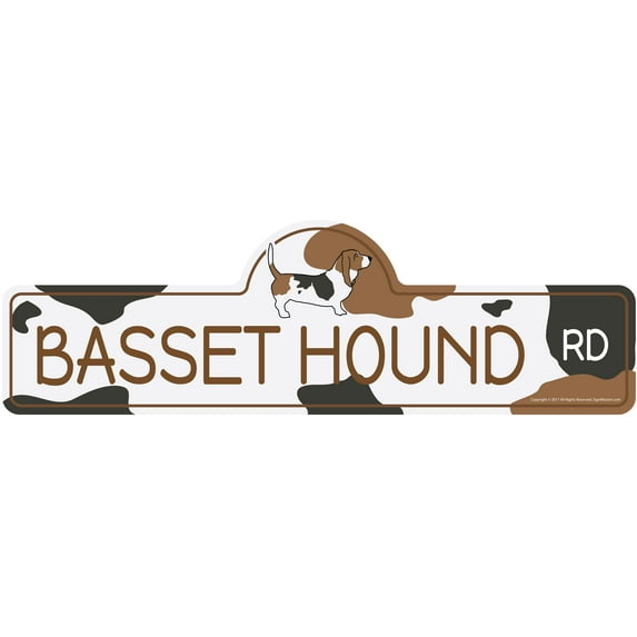 Basset Hound Street Sign | Indoor/Outdoor | Dog Lover Funny Home Décor for Garages, Living Rooms, Bedroom, Offices | SignMission personalized gift | 36" Wide