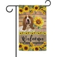 thumbnail image 1 of Basset Hound Sunflower Garden Flag Dog Welcome Spring Summer Wooden Print Flag Banner Outside Yard Decor 12.5X18 Inch Double Side Style 2, 1 of 6