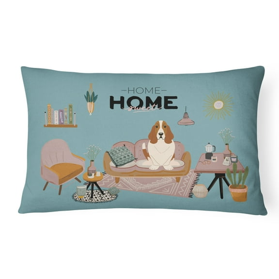 Basset Hound Sweet Home Canvas Fabric Decorative Pillow