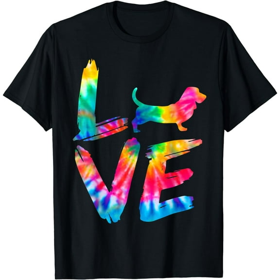 Basset Hound Tie Dye Love Dog Mom Dad T-Shirt