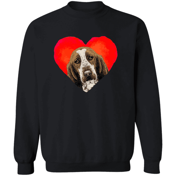 Basset Hound Valentine Heart For Dogs And Animal Lovers Crewneck Pullover Sweatshirt