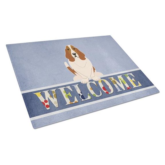 Basset Hound Welcome Glass Cutting Board - Large