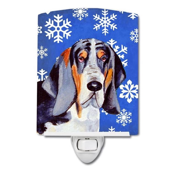Basset Hound Winter Snowflakes Holiday Ceramic Night Light