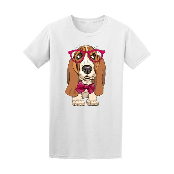 Basset Hound With Glasses T-Shirt Men -Image by Shutterstock, Male x-Large