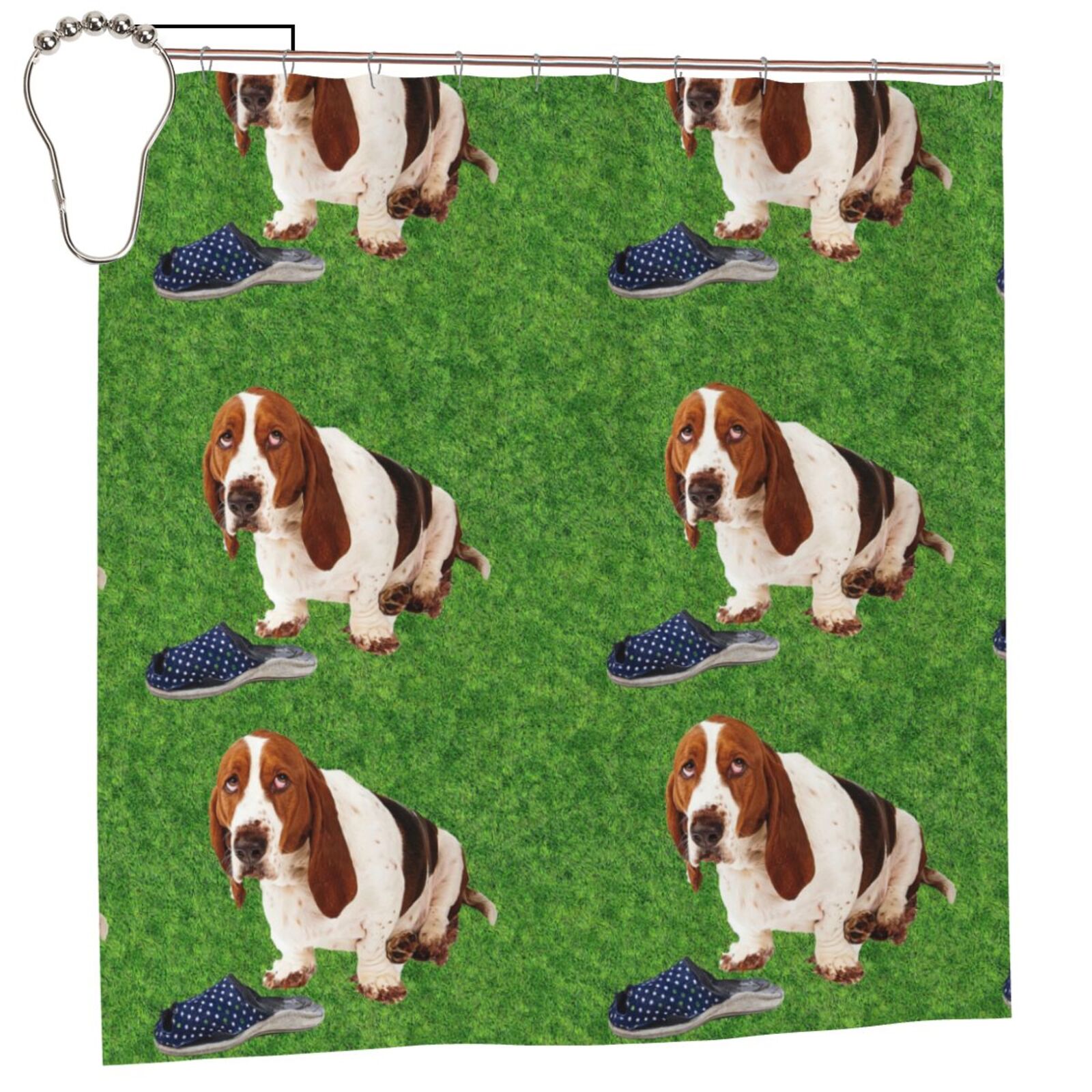 Basset Hound With Slipper Bathroom Decor Shower Curtains for Bathroom