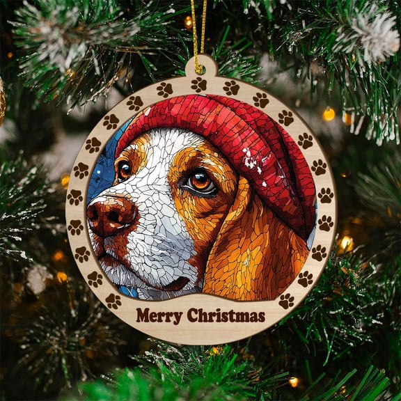 Basset Hound Xmas Dog Ornament, Basset Hound Dog Christmas, Basset Hound Dog Suncatcher, Christmas Hanging Stained Glass, Xmas Decor,