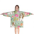 thumbnail image 1 of Basset Hound and Pioneer Flower Blanket Hoodies for Kids 6-13YR Oversize Wearable Blanket Hoodies for Boys Girls Teens, 1 of 7