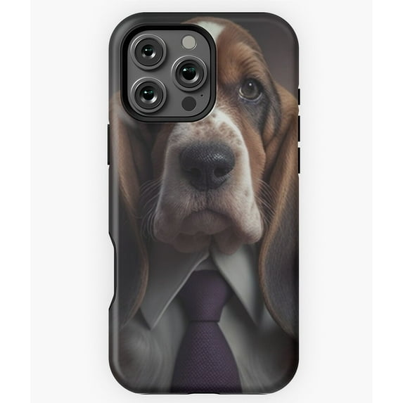 Basset Hound at Work Funny Dog Meme Phone Case for iPhone 16 15 14 13 12 11 Pro Max