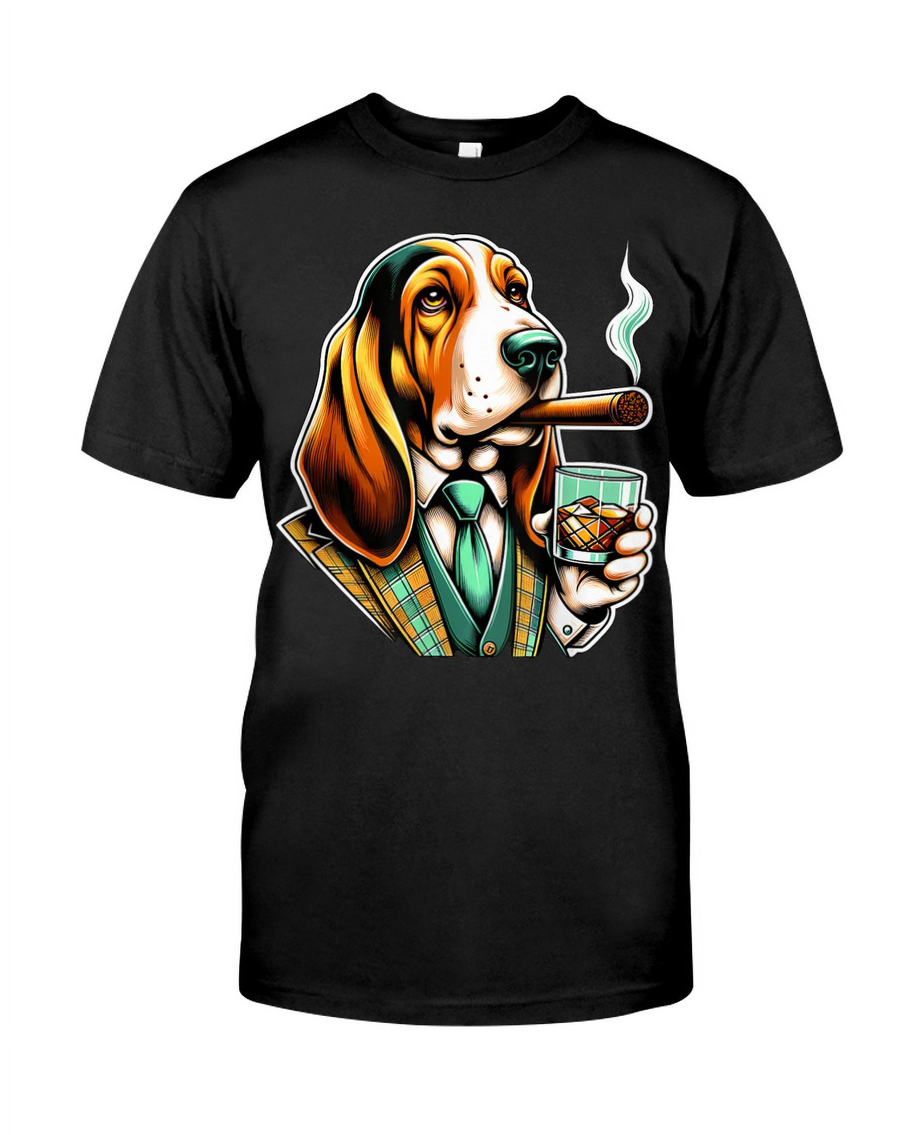 Basset Hound dog Cigar Whiskey Premium Fit Mens Tee