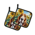 thumbnail image 1 of Basset Hound in Sunflowers Pair of Pot Holders, 1 of 70