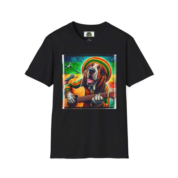Basset Hounds "Rasta Mon" Unisex Softstyle T-Shirt