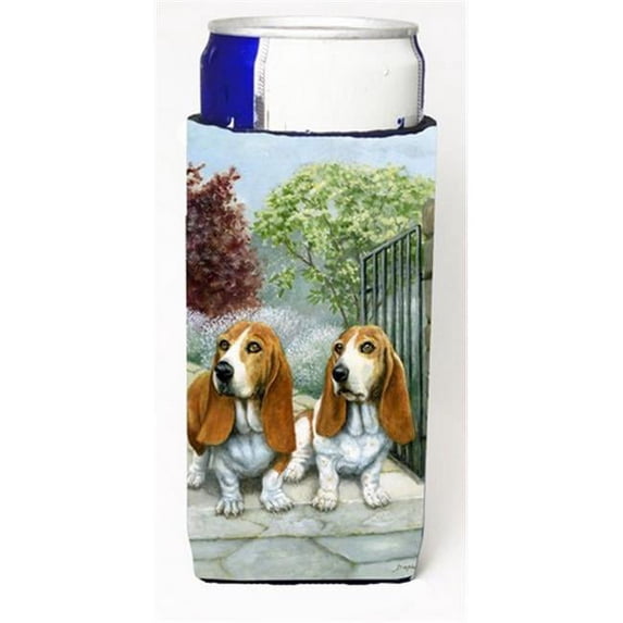 Basset Hounds in the Gate Michelob Ultra Can coolers for Slim Cans