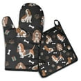 thumbnail image 1 of Basset Hounds with Bones and Presents Kitchen Oven Mitt and Pot Holder Sets 2 Pcs for Baking, Cooking and Grilling, Heat Resistant Up To 392 °F, 1 of 7