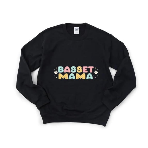 Basset Mama Cute Dog Lover Typography Pet Quote Graphic Family Style Sweatshirt, for men & women, up to size 5XL
