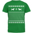 thumbnail image 1 of Basset Ugly Christmas Sweater Irish Green Adult T-Shirt, 1 of 1
