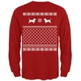 thumbnail image 1 of Basset Ugly Christmas Sweater Red Adult Long Sleeve T-Shirt, 1 of 1