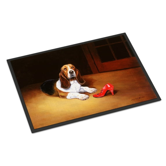 Basset and Shoe Doormat 18x27