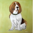 thumbnail image 1 of Basset hound hand painted ceramic art tile 6x6 inches with easel back, 1 of 1