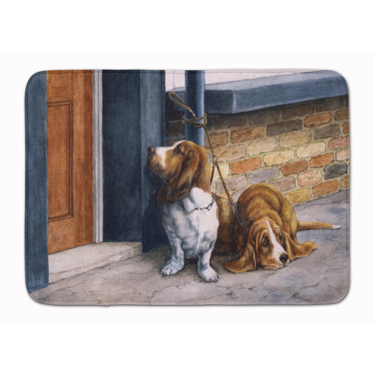 Basset Hound Artwork Machine Washable Memory Foam Bath Mat