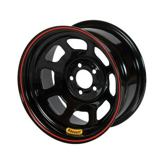 Bassett 47SC375 14X7 D-Hole 5 on 4.75 3.75 Inch Backspace Black Wheel