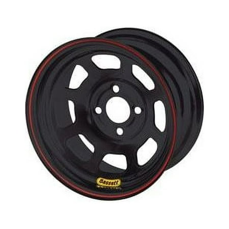 Bassett 47SP4 14X7 D-Hole 4x4.25 4 Inch Backspace Black Wheel