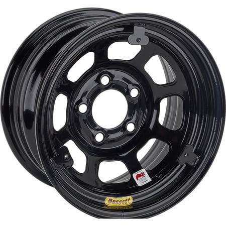 Bassett 58D53IRING D-Hole IMCA 3 Tab 15x8 Wheel, 3 Inch BS, Black