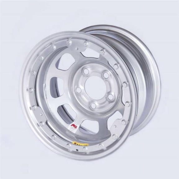 Bassett 58DF2ISLK D-Hole Beadlock Wheel - 15 x 8 in. - Silver Powder Coat - 2 in. Backspace - 5 x 4.50 in. Bolt Pattern