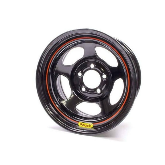 Bassett 58R52EB 15 x 8 in. to 5 x 5 in. Armor Edge Dirt Track Wheel, 2 in. Back Spacing, Black - 19 lbs