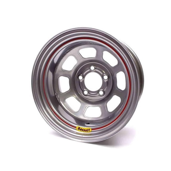 Bassett 58S53S 15 x 8 in. D-Hole Lightweight Spun with 5 x 5 in. Bolt Pattern, Silver -3 in. Backspace