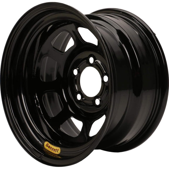 Bassett 958BC2 15X8 Excel D-Hole 5 on 4.75 2 In Backspace Black Wheel