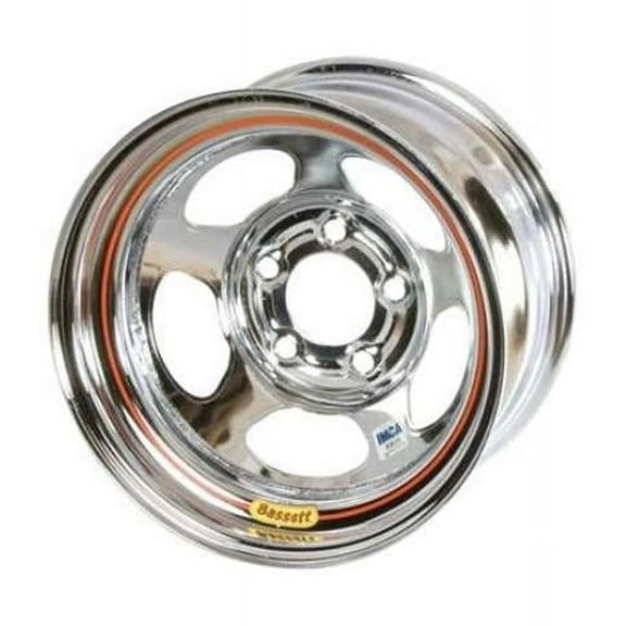Bassett BAS58A52IC 15 x 8 in. & 5 x 5 in. Bolt Pattern IMCA Chrome Inertia Steel Wheel