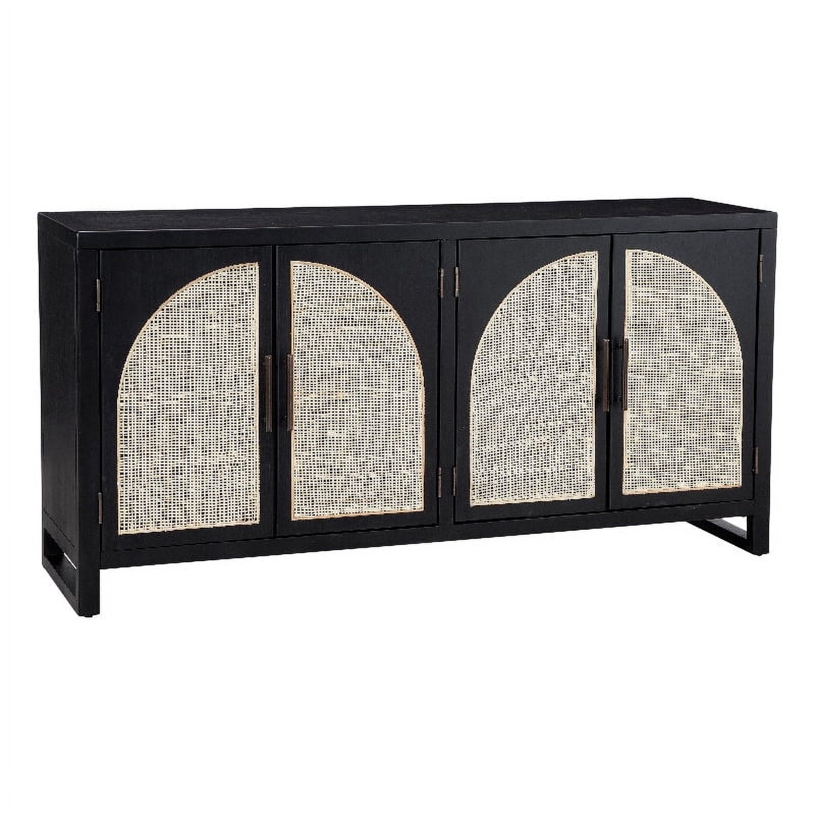 Bassett Mirror Ashton Wood & Cane Server in Matte Black/Natural ...