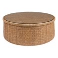 thumbnail image 1 of Bassett Mirror Clary Round Rattan & Glass Cocktail Table in Natural Brown Finish, 1 of 2