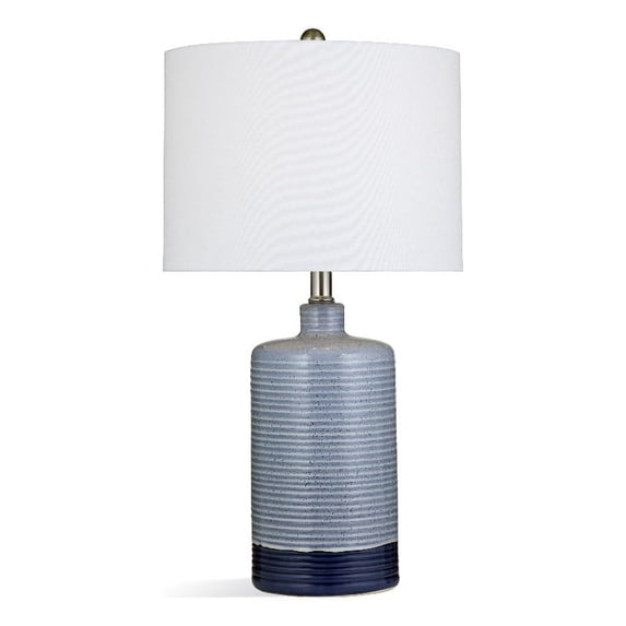 Bassett Mirror Classe Ceramic Table Lamp with Drum Shade in Blue