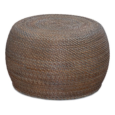 Bassett Mirror Corfu Round Wicker / Rattan Coffee Table in Dyed Brown and Gray