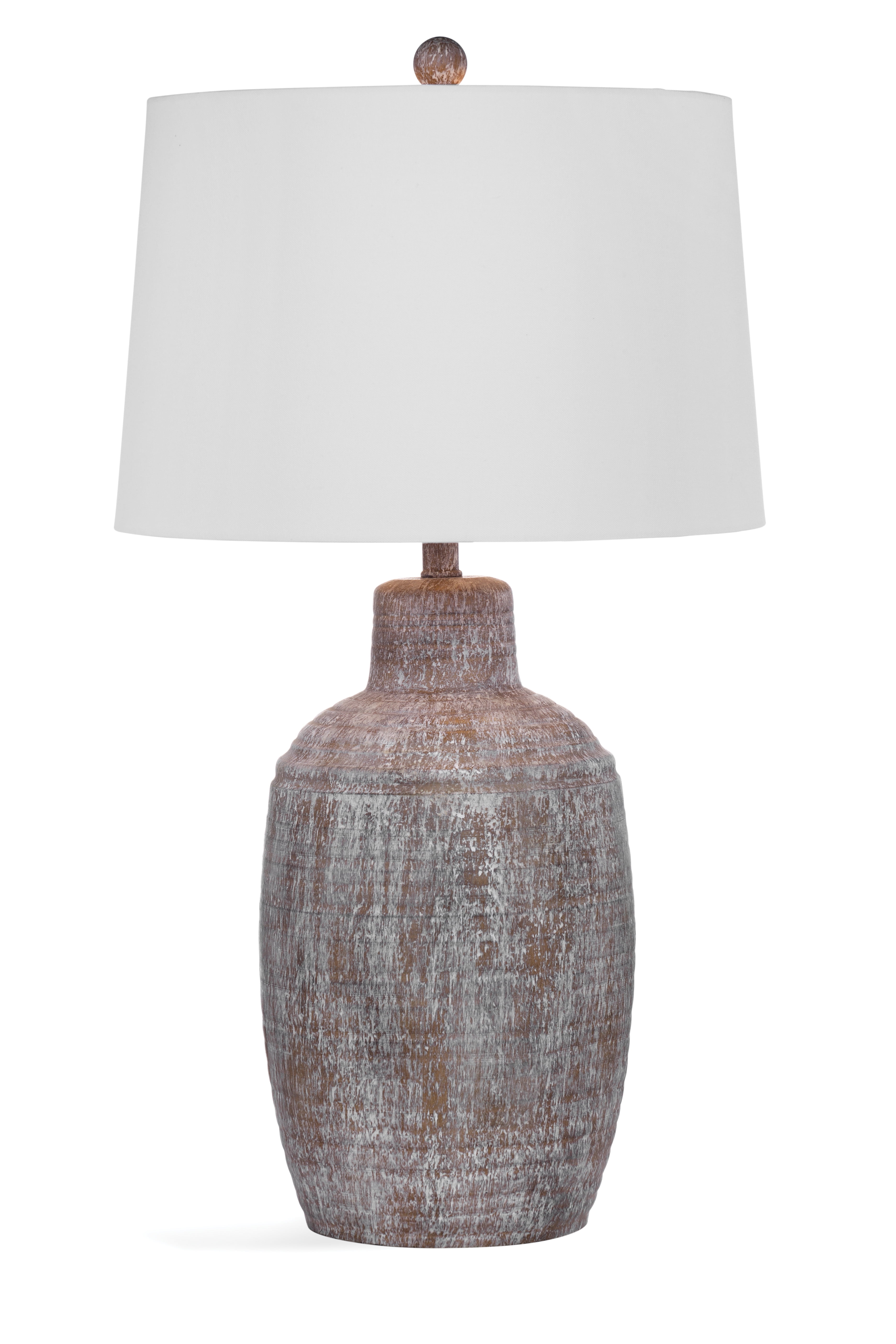 Cram Antique Wash Resin Table Lamp with Linen Shade
