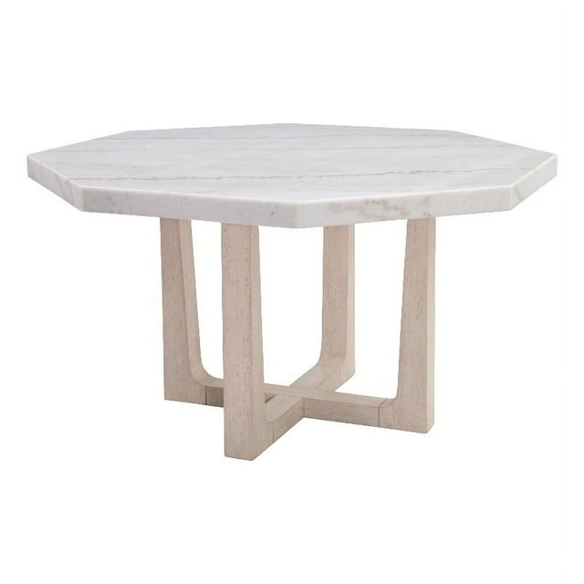 Bassett Mirror Newport Ashe Wood Dining Table with Marble Top in White ...