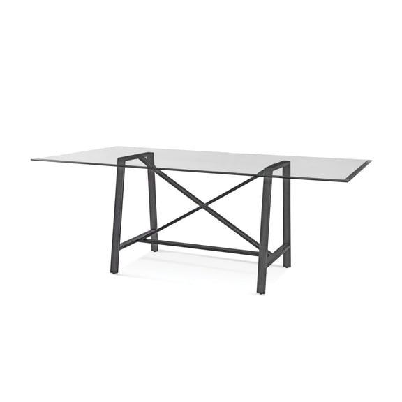 Bassett Mirror Ross Rectangular Metal & Glass Dining Table in Pewter