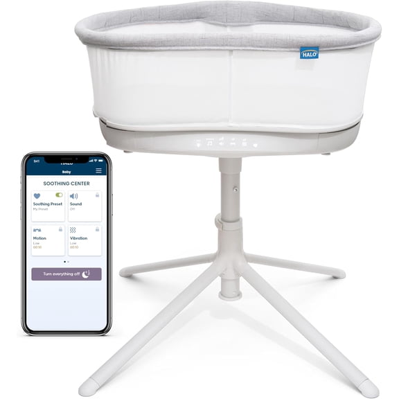HALO BassiNest Swivel 3.0 Connected Baby Bassinet with AutoSoothe and App Control, White