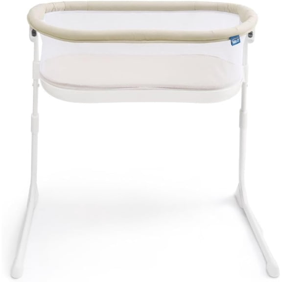 HALO BassiNest Lite Slide Over Bed Baby Bassinet with Mesh Walls for Airflow and Visibility, Oat