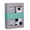 thumbnail image 1 of Bassinet Sheet Set 100% Jersey Cotton 2 Pack - Black Abstract Stripes and Dots, 1 of 6